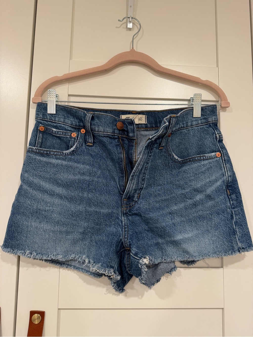 Madewell Distressed Denim Cutoff Shorts in Blue Wash